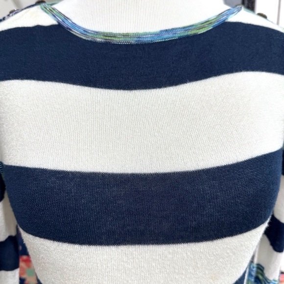 Stacia Striped Bamboo Tencel Top Blue White Size XSMALL 3/4 Sleeves - Picture 4 of 9